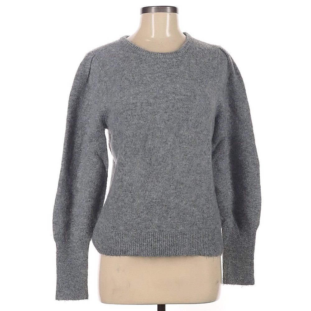 Heather Gray A New Day Puff-Sleeve Crew Neck Knit Pullover Sweater (NWT)